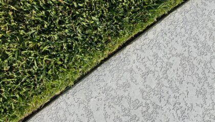 carbon offsetting - half grass half concrete